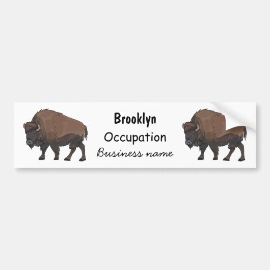 Bison cartoon afbeelding bumpersticker (Voorkant)