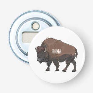 Bison cartoon afbeelding button flesopener