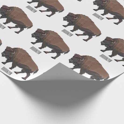 Bison cartoon afbeelding cadeaupapier (Hoek)