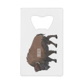 Bison cartoon afbeelding creditkaart flessenopener (Voorkant)