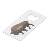 Bison cartoon afbeelding creditkaart flessenopener (Voorkant Gekanteld)