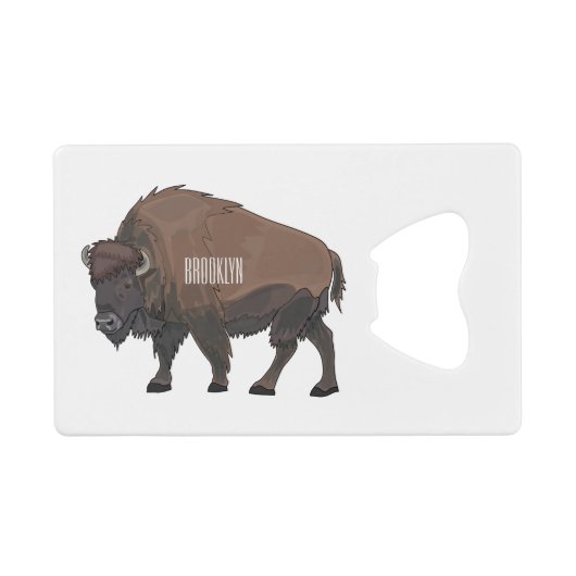 Bison cartoon afbeelding creditkaart flessenopener (Voorkant (Horizontaal))