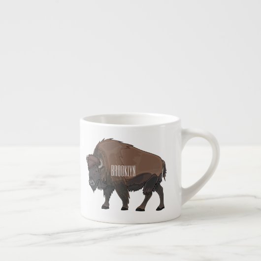 Bison cartoon afbeelding espresso kop (Rechts)