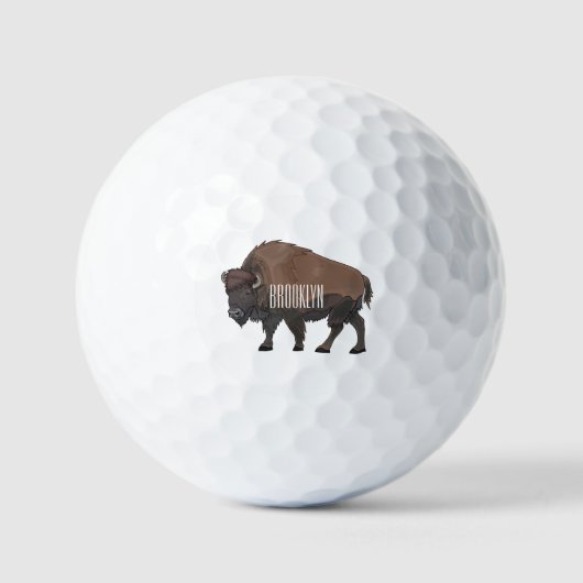 Bison cartoon afbeelding golfballen (Voorkant)