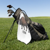 Bison cartoon afbeelding golfhanddoek (Groen)