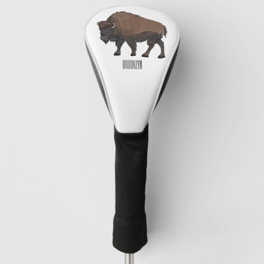 Bison cartoon afbeelding golfheadcover (Voorkant)