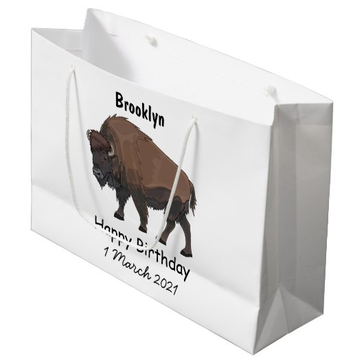 Bison cartoon afbeelding groot cadeauzakje (Voorkant Gekanteld)