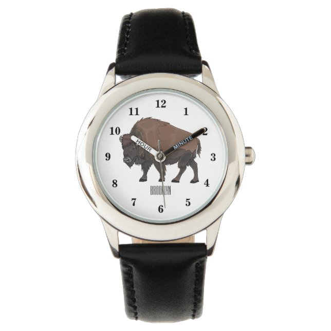 Bison cartoon afbeelding horloge (Voorkant)