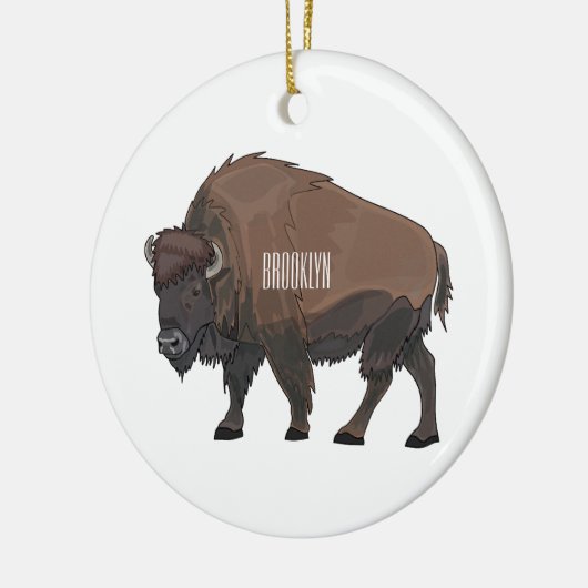 Bison cartoon afbeelding keramisch ornament (Links)