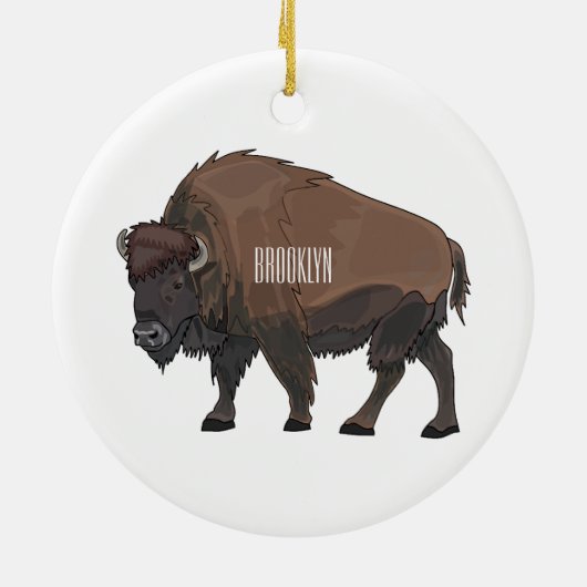 Bison cartoon afbeelding keramisch ornament (Achterkant)