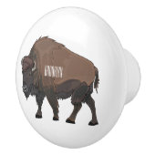 Bison cartoon afbeelding keramische knop (Rechts)