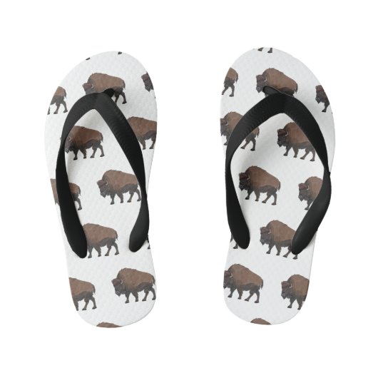 Bison cartoon afbeelding kinder teenslippers (Voetbed)