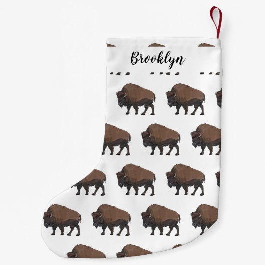 Bison cartoon afbeelding kleine kerstsok (Achterkant)