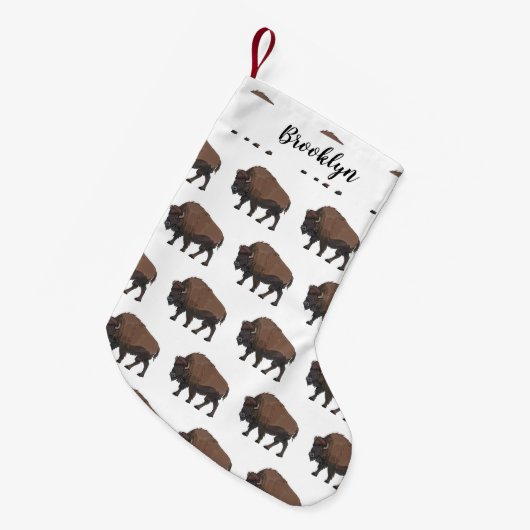 Bison cartoon afbeelding kleine kerstsok (Voorkant (Hangend))