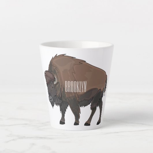 Bison cartoon afbeelding latte mok (Voorkant)
