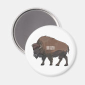 Bison cartoon afbeelding magneet (Voorkant / Achterkant)