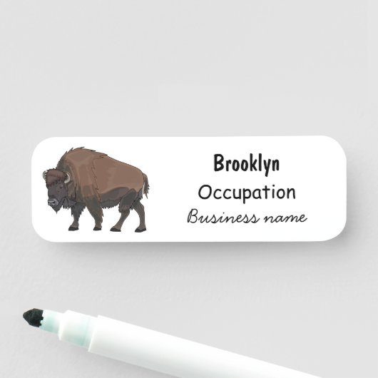 Bison cartoon afbeelding naamplaatje (In situ)