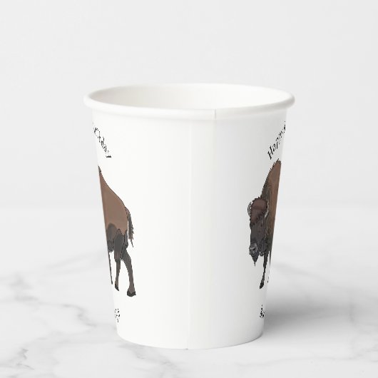 Bison cartoon afbeelding papieren bekers (Rechts)