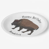 Bison cartoon afbeelding papieren bordje (Gekanteld)