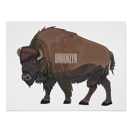 Bison cartoon afbeelding perfect poster (Voorkant)