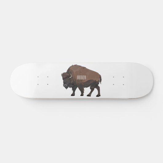Bison cartoon afbeelding persoonlijk skateboard (Horizontaal)