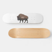 Bison cartoon afbeelding persoonlijk skateboard (Horizontaal)