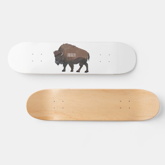 Bison cartoon afbeelding persoonlijk skateboard (Horizontaal)