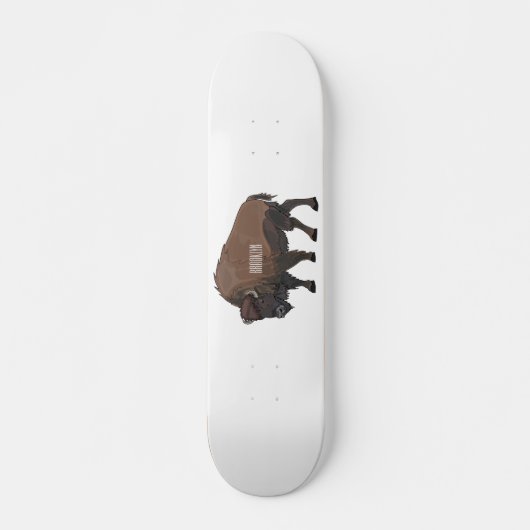 Bison cartoon afbeelding persoonlijk skateboard (Voorkant)