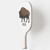 Bison cartoon afbeelding pickleball paddle (Links)