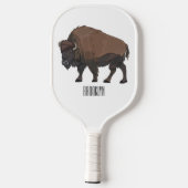 Bison cartoon afbeelding pickleball paddle (Achterkant)