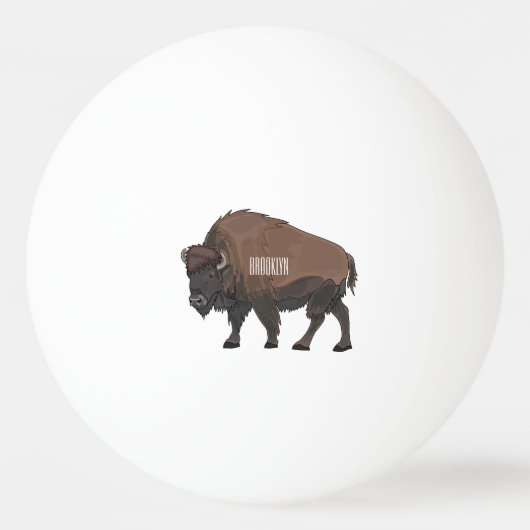 Bison cartoon afbeelding pingpongbal (Voorkant)