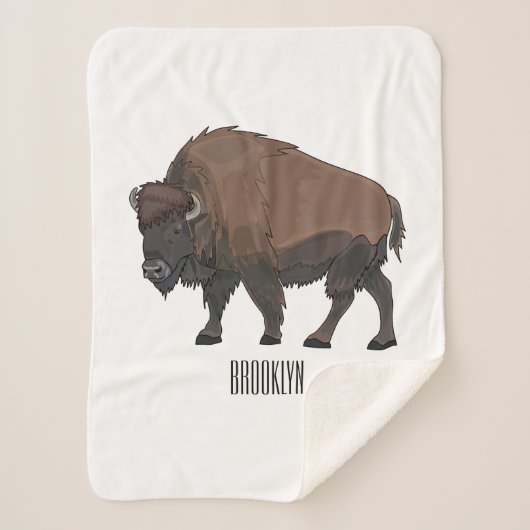 Bison cartoon afbeelding sherpa deken (Voorkant)