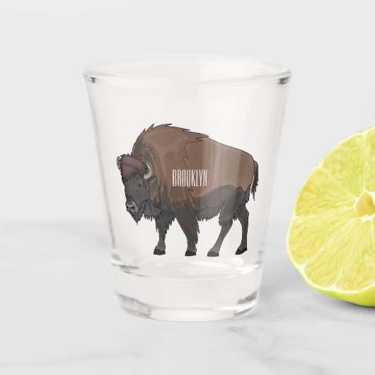 Bison cartoon afbeelding shot glas (Voorkant)
