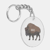 Bison cartoon afbeelding sleutelhanger (Voorkant Links)