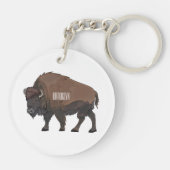 Bison cartoon afbeelding sleutelhanger (Achterkant)