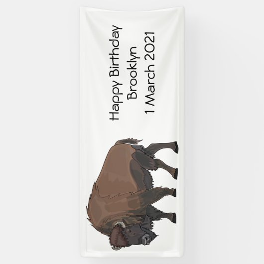 Bison cartoon afbeelding spandoek (Verticaal)