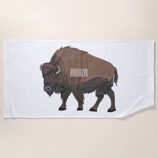 Bison cartoon afbeelding strandlaken (Voorkant)