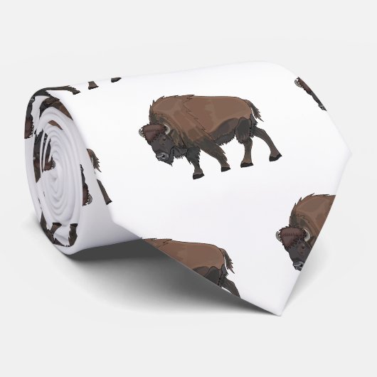 Bison cartoon afbeelding stropdas (Opgerold)