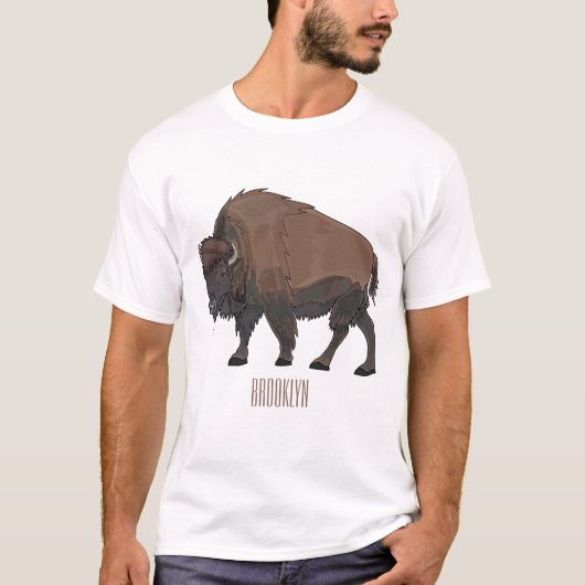 Bison cartoon afbeelding t-shirt (Voorkant)