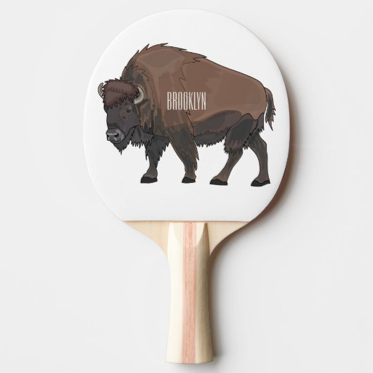 Bison cartoon afbeelding tafeltennisbatje (Voorkant)