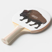 Bison cartoon afbeelding tafeltennisbatje (Voorkant Gekanteld)