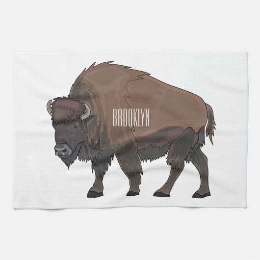 Bison cartoon afbeelding theedoek (Horizontaal)