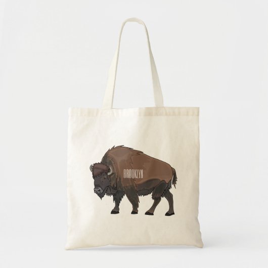 Bison cartoon afbeelding tote bag (Voorkant)