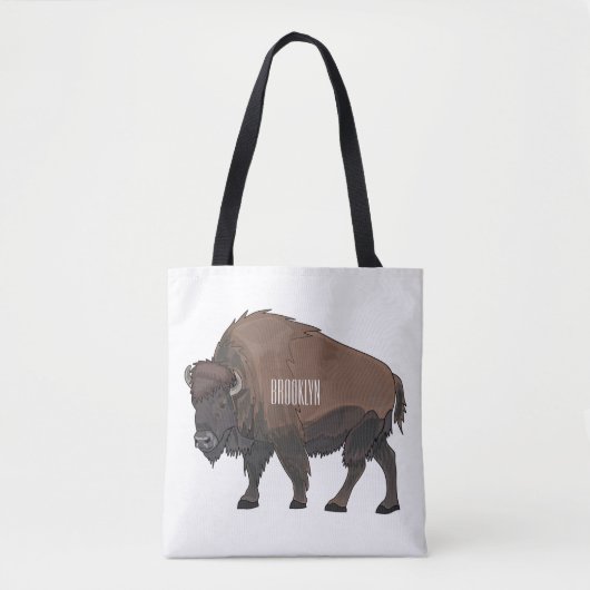 Bison cartoon afbeelding tote bag (Voorkant)