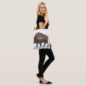 Bison cartoon afbeelding tote bag (Op model)
