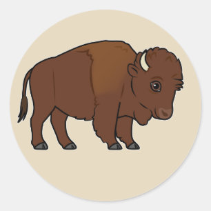 Bison Cartoon Ronde Sticker