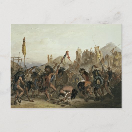 Bison-Dance van de Mandan Indianen voor hun ogen Briefkaart (Voorkant)