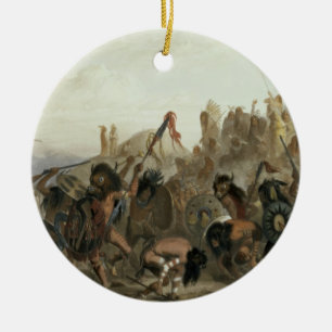 Bison-Dance van de Mandan Indianen voor hun ogen Keramisch Ornament
