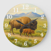 Bison duo in golden prairie grote klok (Voorkant)