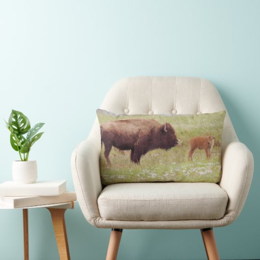 Bison en Calf in het nationale park van Yellowston Kussen (Stoel)